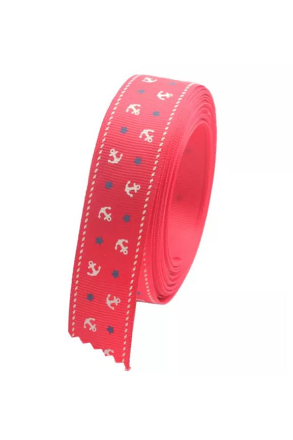 10 Meters Of 25mm Anchor Star Printing Craft Satin Ribbon-Red