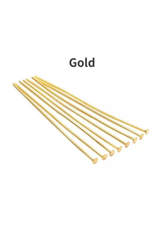 100-200pcs 15mm-70mm Flat Head Pin DIY Making Earring Bracelet Accessories-Gold-70mm * 100 pieces