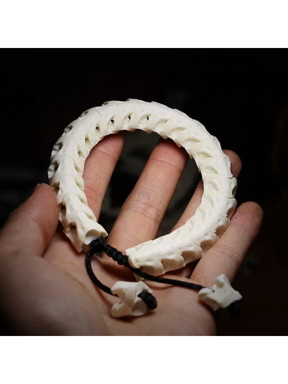 100% Natural Genuine Snake Spine Bone Skeleton Vertebrata Bracelet Jewelry-default
