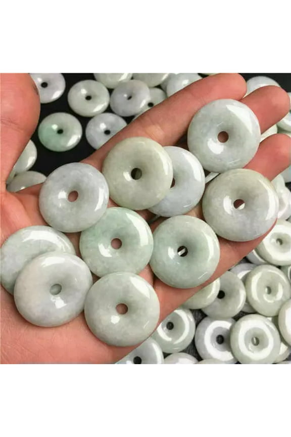 100%Natural Grade A Jade Donut Disc pendant Natural Burma Green Jade ICE Jadeite-5pc