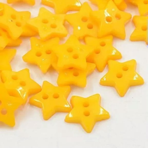 GKNET 1000pcs Acrylic DIY Sewing Buttons Plastic 2-Hole Star Mixed Color Embellishment-Gold