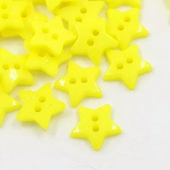 GKNET 1000pcs Acrylic DIY Sewing Buttons Plastic 2-Hole Star Mixed Color Embellishment-Yellow