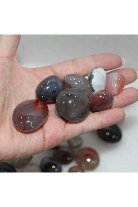 100G Natural Agate Crystal Polished Mineral Tumbled Palm Reiki Healing Stone