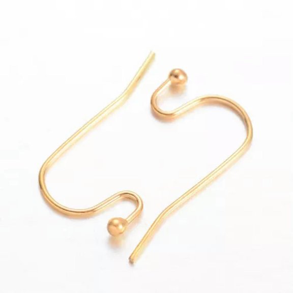 GKNET 100PCS Brass Earring Hooks Dangle Earring Connector Findings 12x22mm Pin 0.7mm-Golden