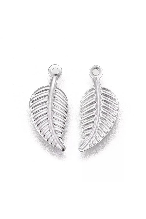 100PCS Leaf Pattern Charms Stainless Steel Pendants 14x6mm for Delicate Jewelry Making
