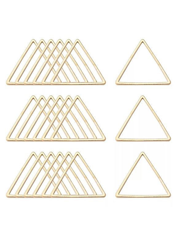 100Pcs Brass Triangle Open Bezel Charms Connectors Light Gold Linking Rings