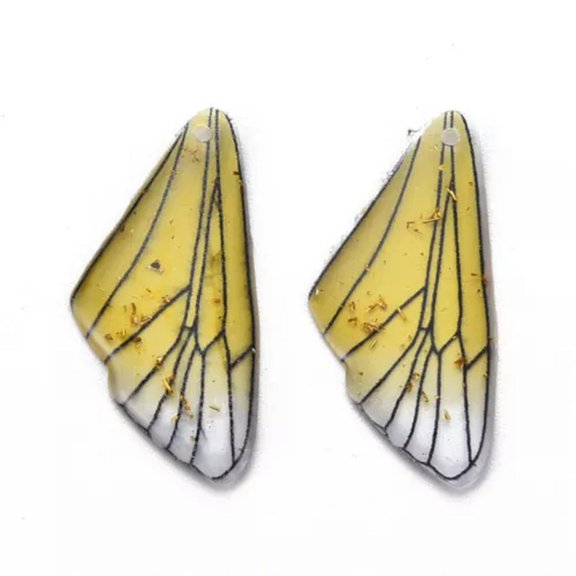GKNET 100Pcs Insects Wing Pendants Colorful Resin Hanging Charms with Gold Foil 24.5mm-Champagne