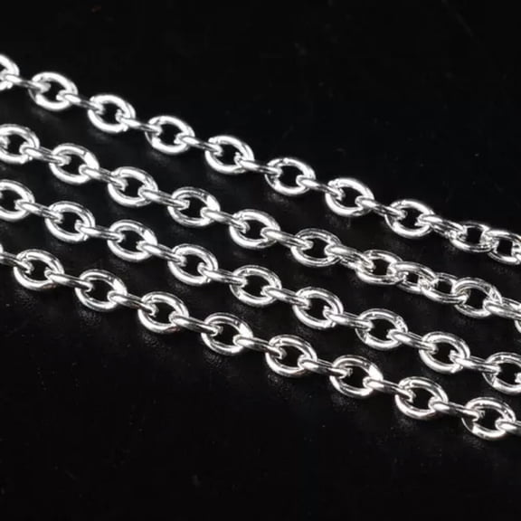 GKNET 100m/roll Iron Cross Chain Unwelded Lead Free Craft Delicate Jewelry Accessory 3x2x0.5mm-Silver