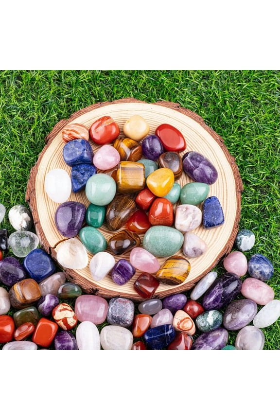 100pcs 15-30mm Tumbled Stones Assorted - Mixed Polished Agate Crystals Blend