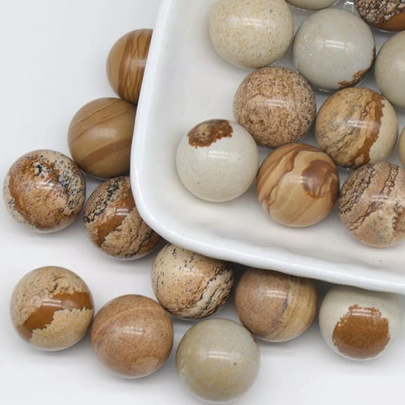 GKNET 100pcs 16mm Ball Natural Picture Stone Sphere Reiki Healing Round Decor Gifts