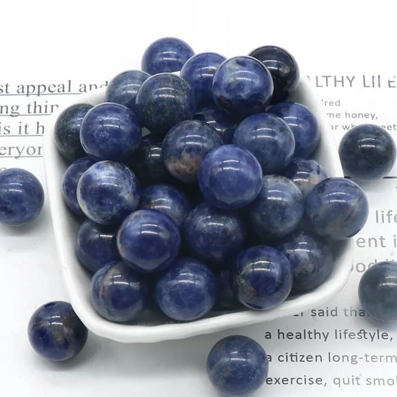 GKNET 100pcs 16mm Ball Natural Sodalite Stone Sphere Reiki Healing Round Decor Gifts