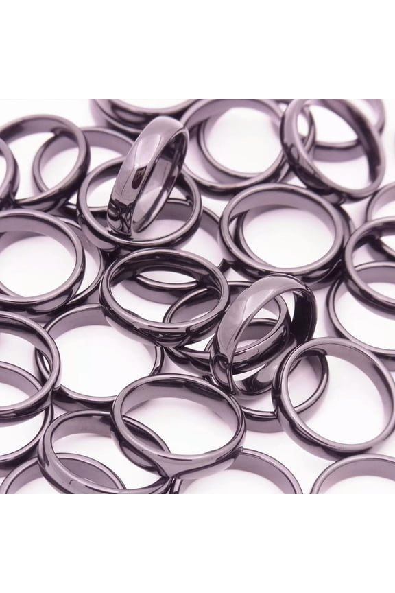 100pcs 4mm Natural Black Hematite Ring - Anxiety Balance Circulation