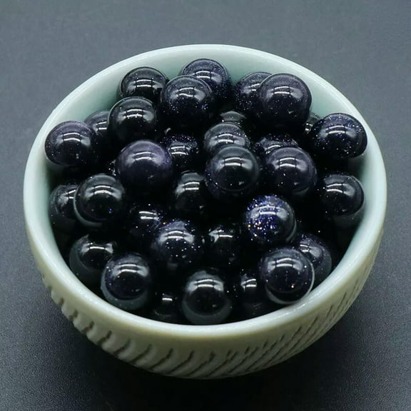 GKNET 100pcs 8mm Natural Blue Sand Stone Round Ball Shape No Hole Beads Wholesale