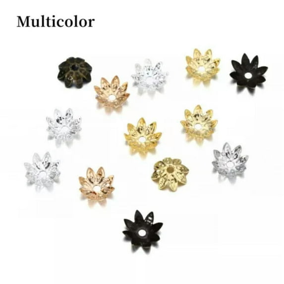 GKNET 100pcs/Lot 8 10 mm Lotus Flower Bead Caps Cone End Beads Cap Filigree-Multicolor-10mm