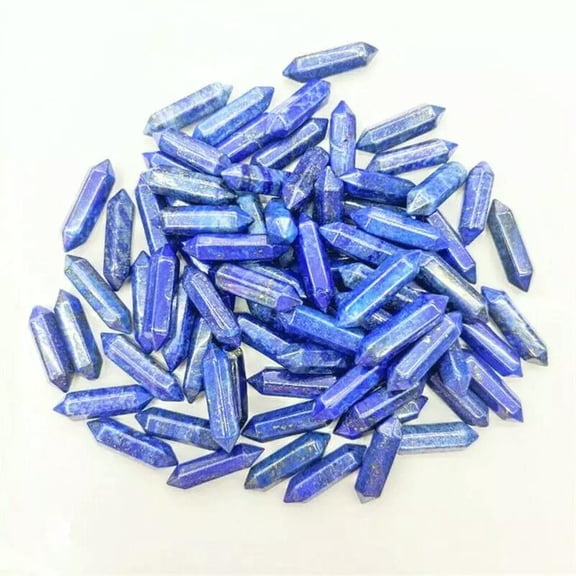 GKNET 100pcs Natural Lapis Lazuli Stone Hexagonal Pointed Pendant Healing No Hole