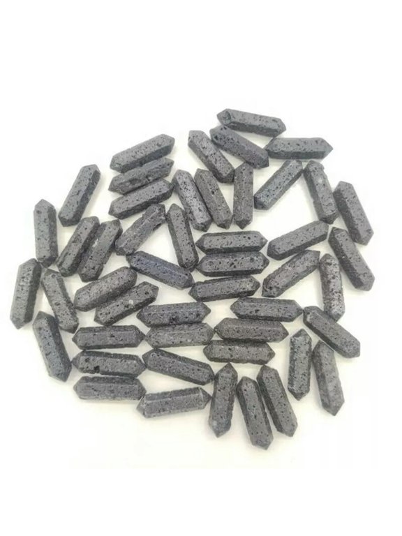 100pcs Natural Volcanic Rock Stone Hexagonal Pointed Pendant Healing No Hole