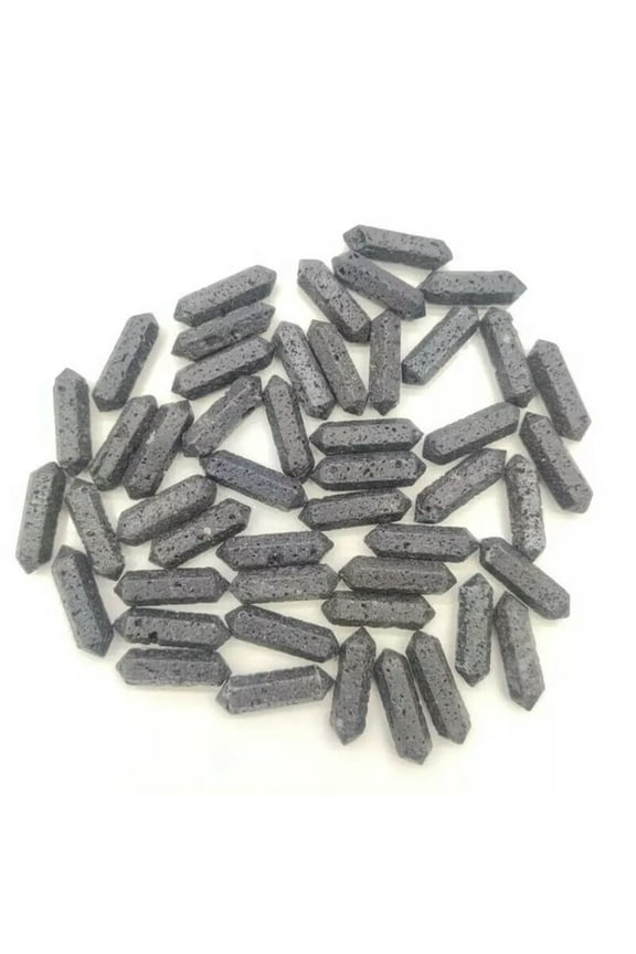 100pcs Natural Volcanic Rock Stone Hexagonal Pointed Pendant Healing No Hole