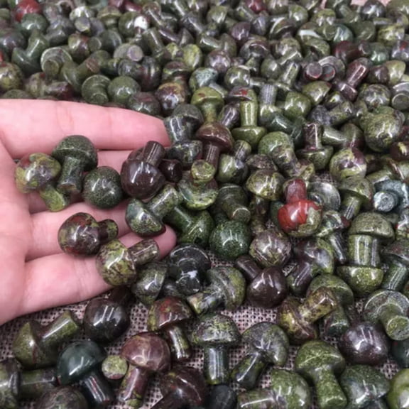 GKNET 100pcs Natural mini Dragon Blood stone mushroom Quartz Crystal Reiki Healing