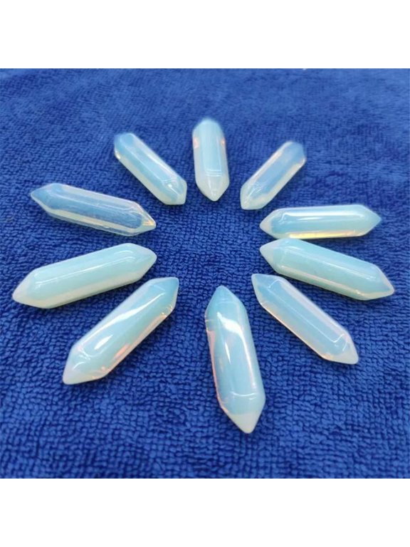 100pcs Opal Stone Hexagonal Pointed Pendant Beads Healing Reiki Chakras No Hole
