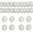 thumbnail image 1 of GKNET 100pcs Rhinestone European Beads Large Hole Polymer Clay Spacer Bead 10~12mm-Crystal AB, 1 of 6