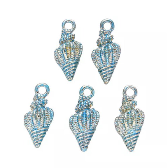 GKNET 100pcs Spiral Shell Conch Charms Alloy Enamel Ocean Pendants 19.5x7.5mm-Turquoise