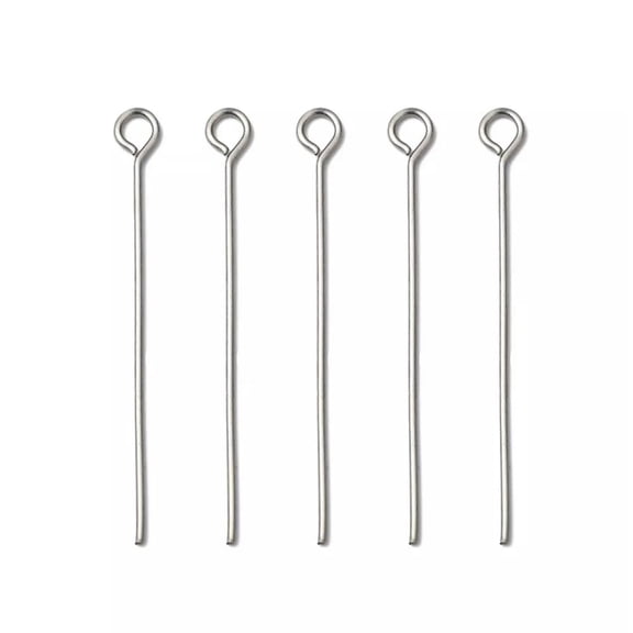 GKNET 100pcs Stainless Steel Open Eyepins 30mm Delicate Jewelry Connector Findings