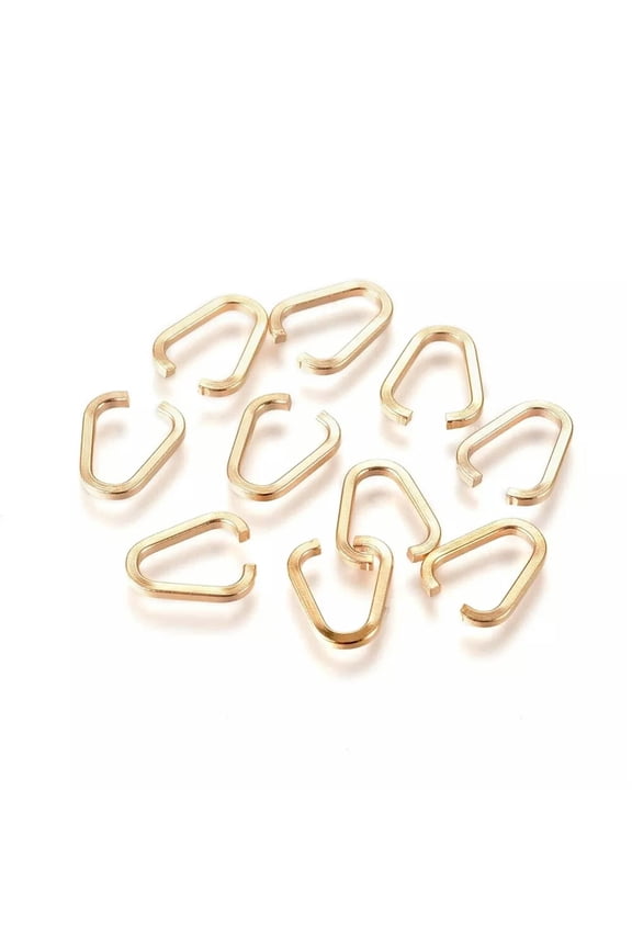 100pcs Stainless Steel Open Link Connectors Charm Rings Golden 9.5x7.7mm