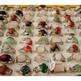 thumbnail image 1 of GKNET 100pcs Women Men's Delicate Jewelry Mixed Lots Natural Stone Quartz Wholesale Oval Rings, 1 of 7