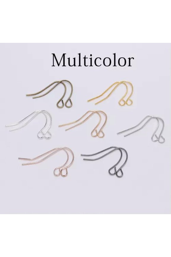 100pcs/lot 21*12mm Gold Bronze Earring Hooks Findings Ear Hook Earrings Clasps-Multicolor