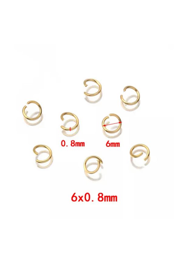 100pcs/lot Stainless Steel Gold Plated Open Jump Rings Connectors Accessories-6x0.8mm