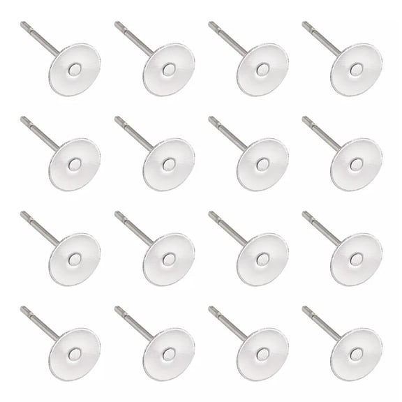 GKNET 100x Stainless Steel Earstud Earring Components Ear Post Flat Pad 12x6mm