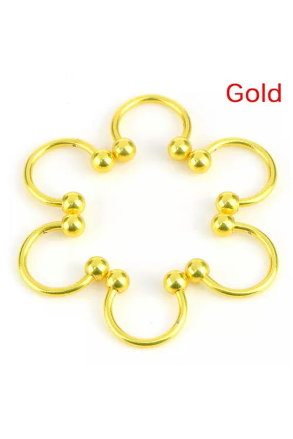 10PCS Stainless Steel Horseshoe Bar Lip Nose Septum Ear Ring Stud Piercing Se-Gold-10mm