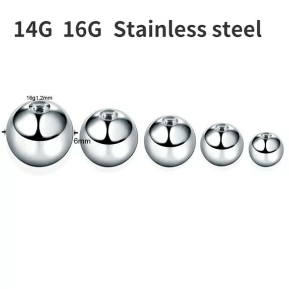 GKNET 10PCS Stainless Steel Replacement Ball Bead Lip Eyebrow Tongue Ear Tragus Belly-6MM-1.2MM