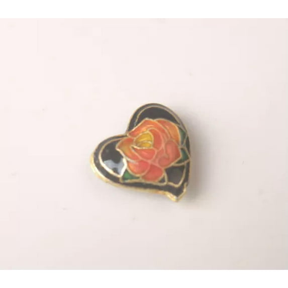 GKNET 10PCS of Cloisonne Enamel Diamond Flower Oval Cat Moon Elphant Squre Heart Beads-Flower Black Heart