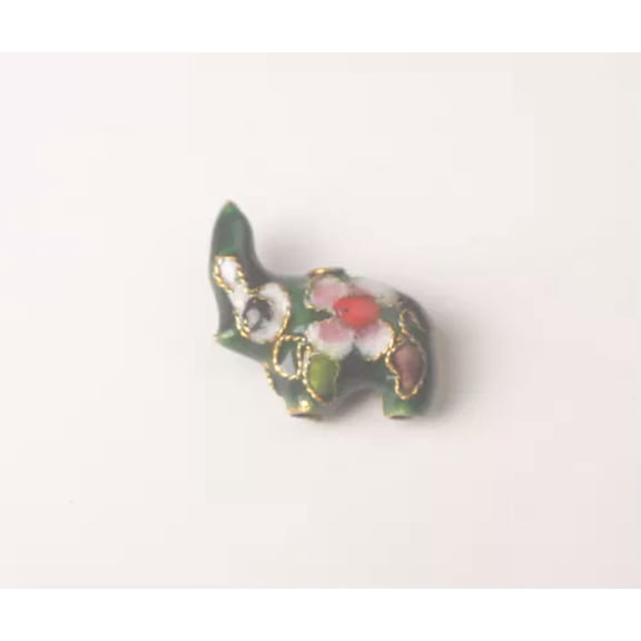 GKNET 10PCS of Cloisonne Enamel Diamond Flower Oval Cat Moon Elphant Squre Heart Beads-Green Elephant 17x12mm