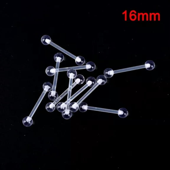 GKNET 10Pcs Acrylic Clear Soft Bar Tongue Ring Helix Piercing Sexy Body Jewelry! J WY4-16mm