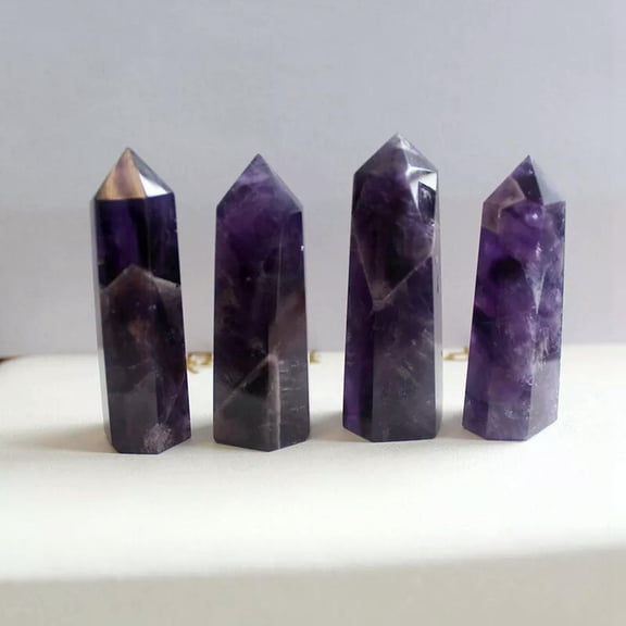 GKNET 10Pcs Natural Dream Amethyst Quartz Crystal Point Wand Obelisk Healing Energy-default