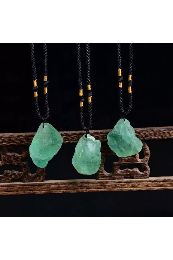 10Pcs Natural Green Fluorite Quartz Crystal Pendant Rough Gemstone Reiki Amulet