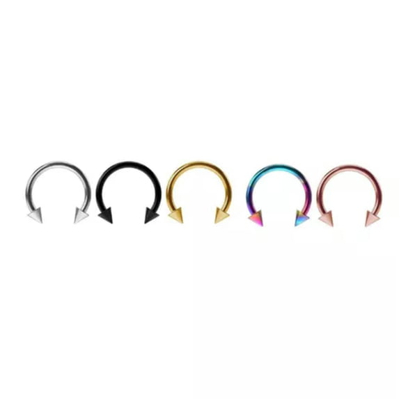 GKNET 10Pcs Stainless Steel Horseshoe Bar Lip Nose Septum Ear Ring Stud Piercing Set-Cone-Silver-16g (1.2 mm)-12 mm