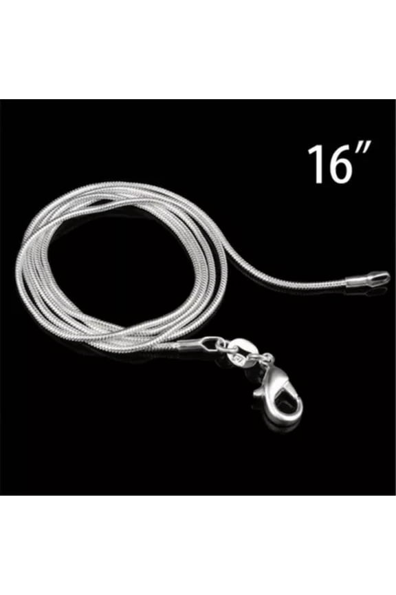 10Pcs Wholesale 925 Sterling Silver Solid 1MM Snake Chain Necklace Jewellery -16inch-5Pcs