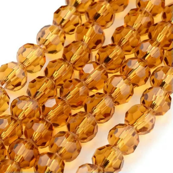 GKNET 10Strands Crystal Glass Beads Faceted Round 4/6/8mm Multi-Color Spacer Beading-8mm (70pcs/strand)-Goldenrod