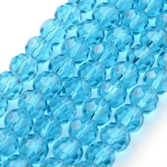 GKNET 10Strands Crystal Glass Beads Faceted Round 4/6/8mm Multi-Color Spacer Beading-8mm (70pcs/strand)-Sky Blue