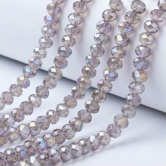 GKNET 10Strands Faceted Rondelle Glass Beads Shiny AB Crystal 4mm-8mm Mixed Colors-Thistle-8x6mm (72pcs/strand)