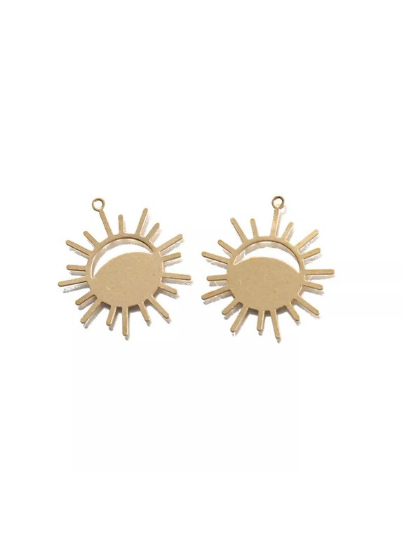 10X Brass Celestial Sun Rays Charms Moon Phase Pendant For Diy Delicate Jewelry Making