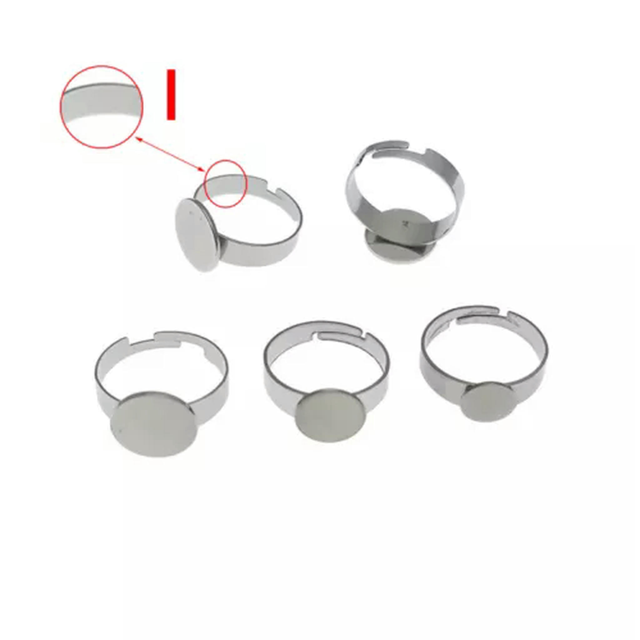 Pad Ring Base GKNET 10X Stainless Steel Adjustable Ring Blank With Round Pad Ring ...