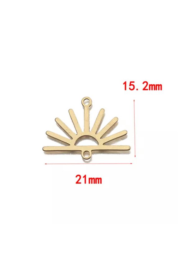 10X Textured Raw Brass Half Sun Charm Sunshine Semi Sunburst Pendant For Jewelry-Sun 1