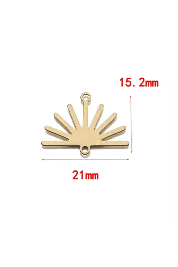 10X Textured Raw Brass Half Sun Charm Sunshine Semi Sunburst Pendant For Jewelry-Sun 2