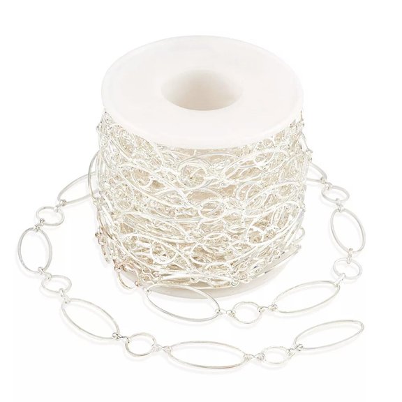 GKNET 10m/roll Brass Handmade Chains Eye Ring Silver Delicate Jewelry Necklace Making