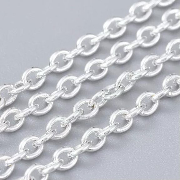 GKNET 10m/roll Iron Twisted Cross Chains Cable Chains Unwelded DIY Delicate Jewelry Making-Silver