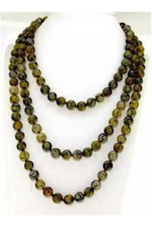 10mm Yellow Veins Dragon agate Round Beads Gemstone Necklace 35"